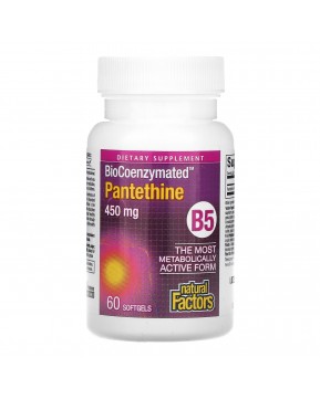 Natural Factors, BioCoenzymated, B5, пантетин, 450 мг, 60 капсул Natural Factors, BioCoenzymated, B5, пантетин, 450 мг, 60 капсул